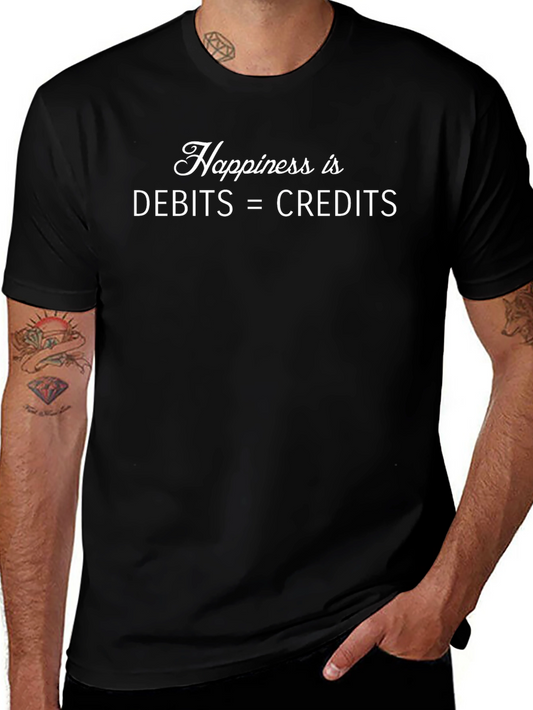 Happiness Debits=Credits Accountant T-Shirt