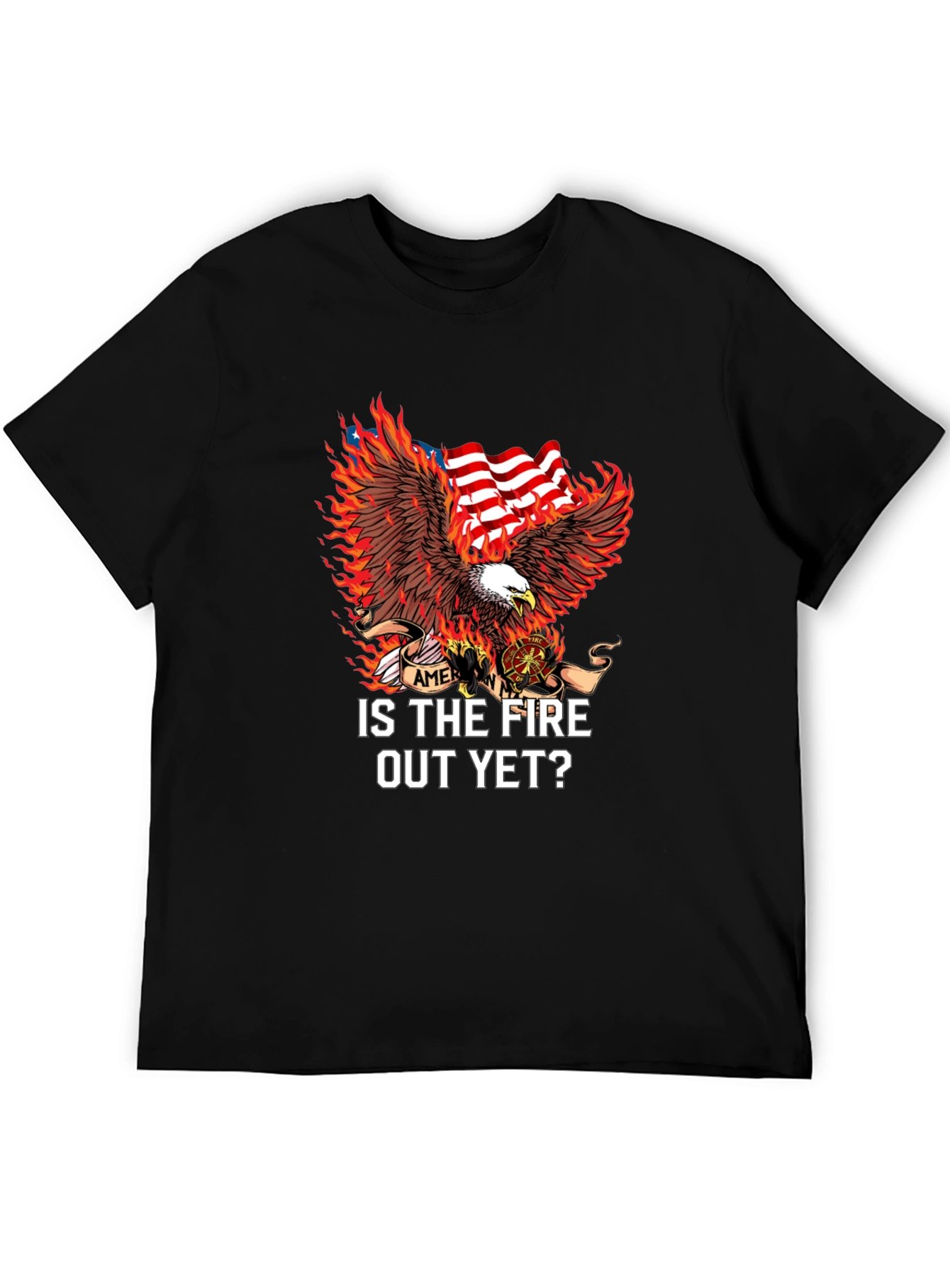 Firefighter Eagle USA Flag T-Shirt
