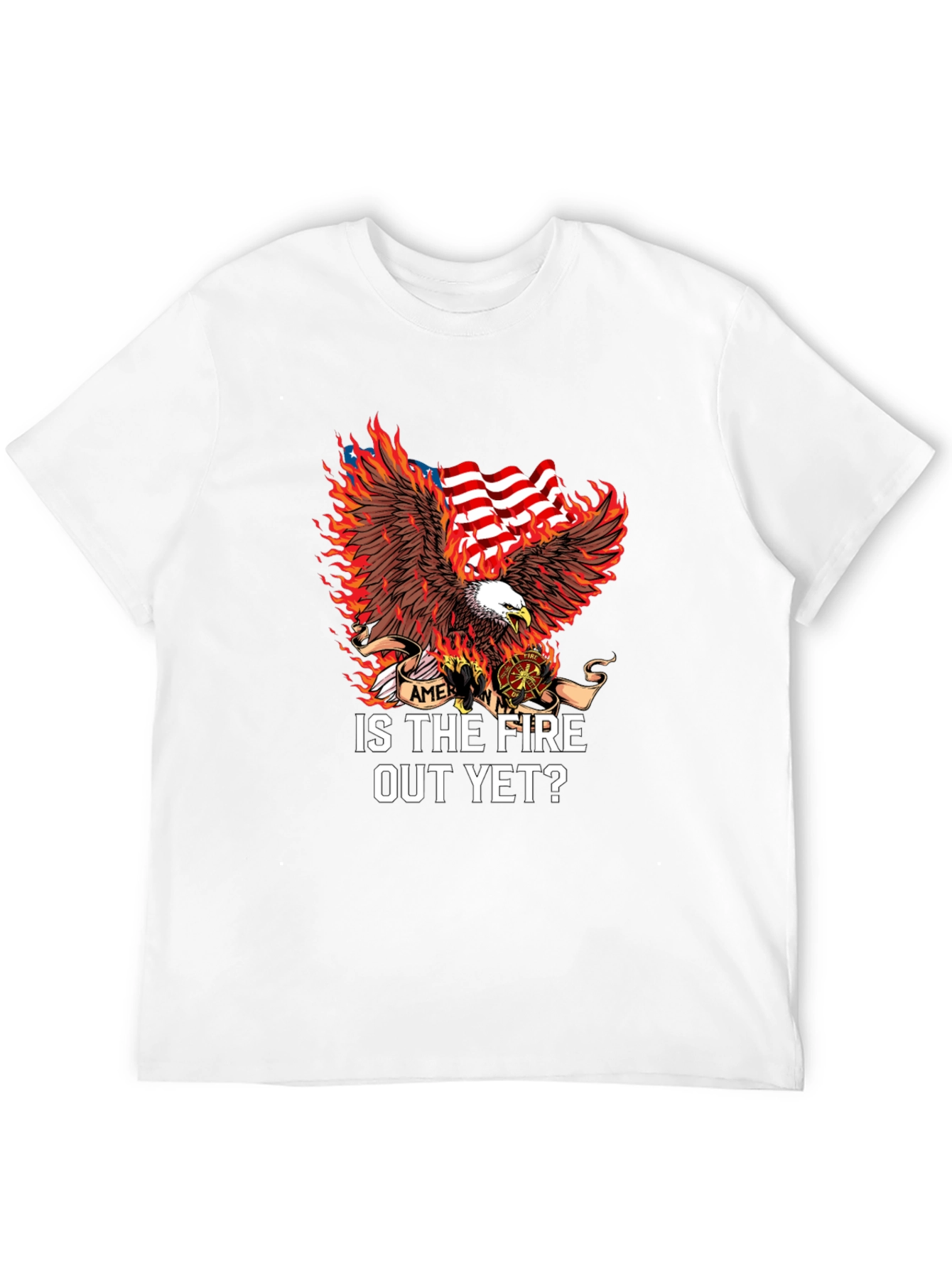 Firefighter Eagle USA Flag T-Shirt