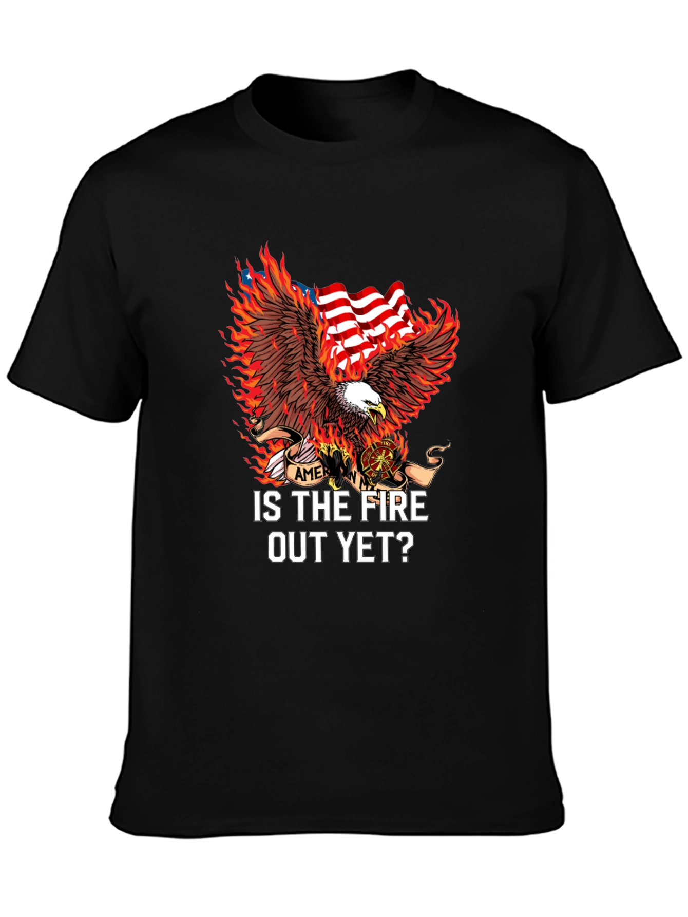 Firefighter Eagle USA Flag T-Shirt