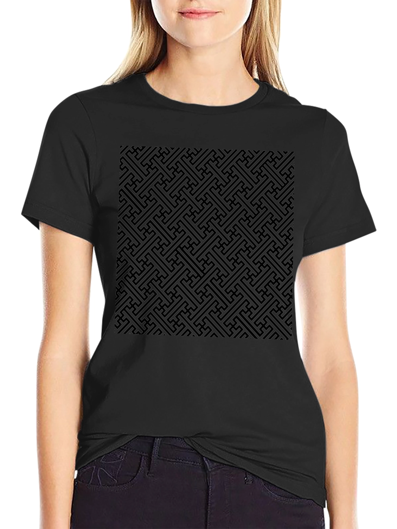 Black Geometric Pattern T-Shirt