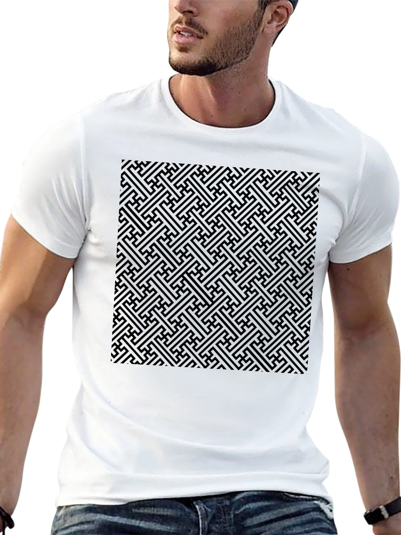 Black Geometric Pattern T-Shirt
