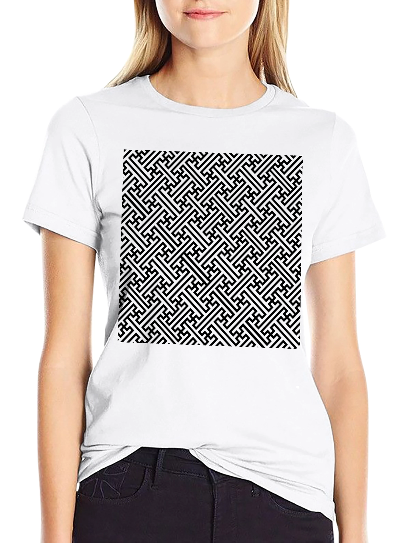 Black Geometric Pattern T-Shirt