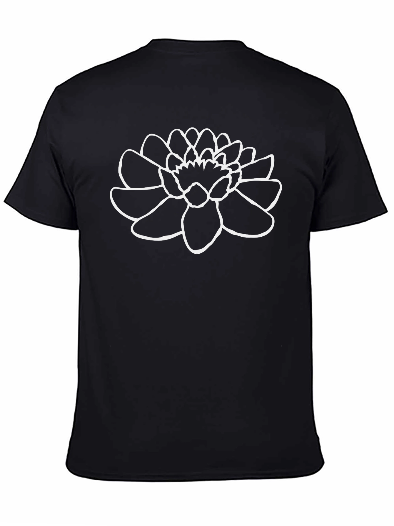 Lotus Flower Outline Black T-Shirt