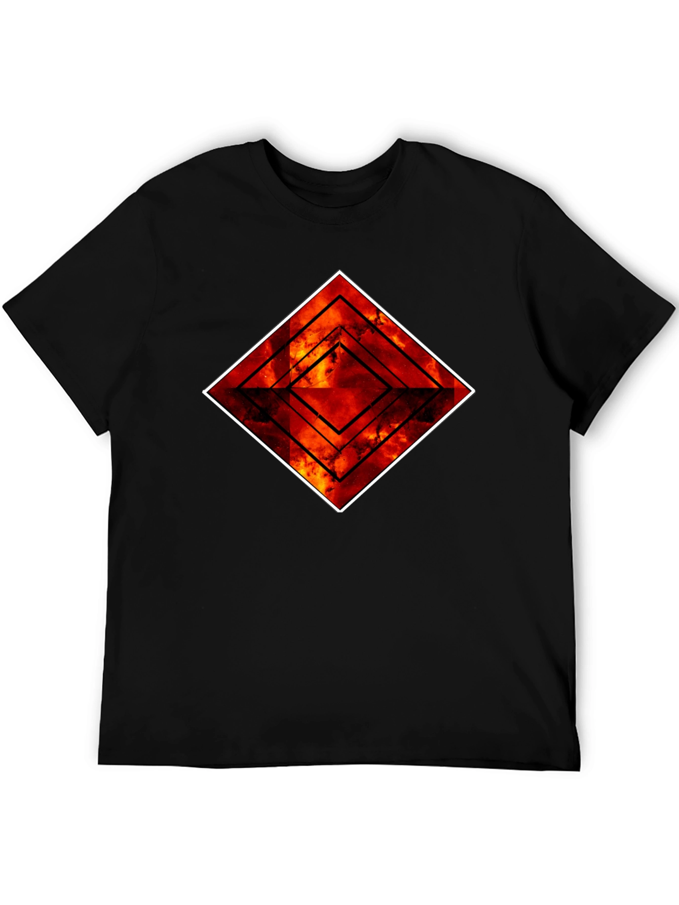 Fiery Diamond Graphic Black T-Shirt