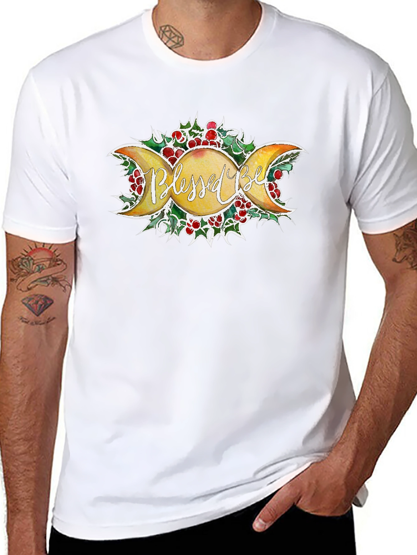 Blessed Be Moon Phase Graphic T-Shirt - Black