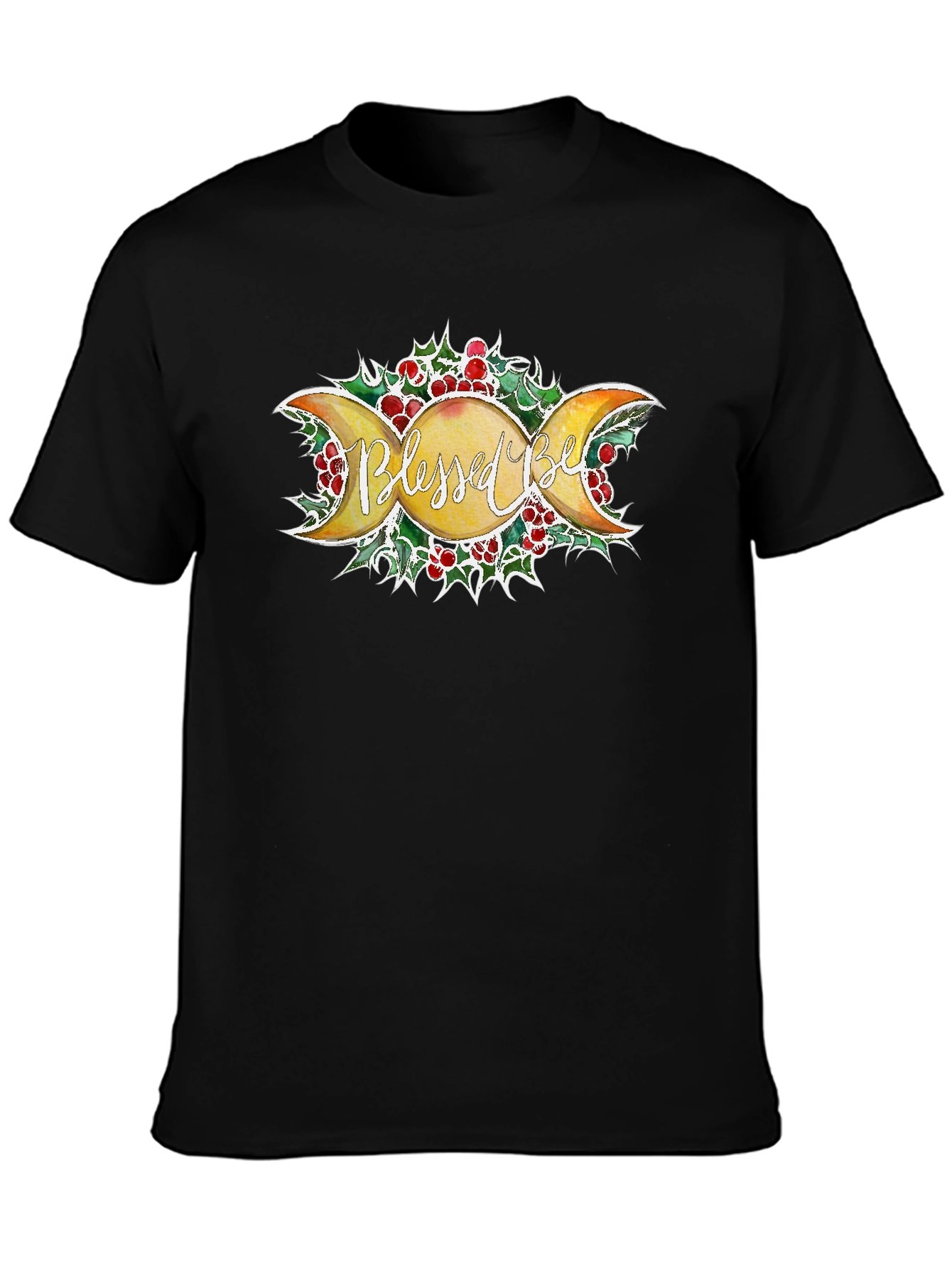 Blessed Be Moon Phase Graphic T-Shirt - Black