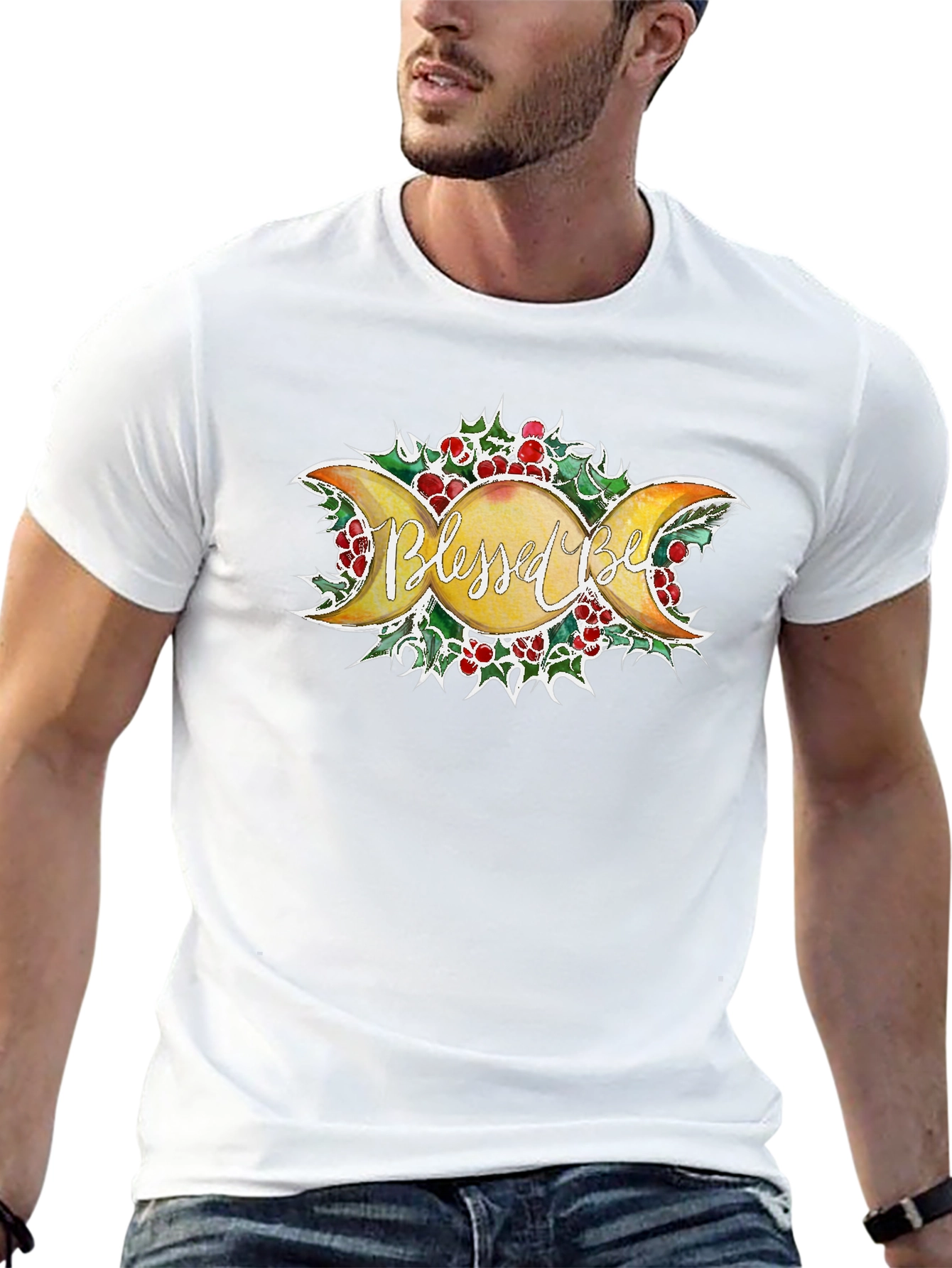 Blessed Be Moon Phase Graphic T-Shirt - Black
