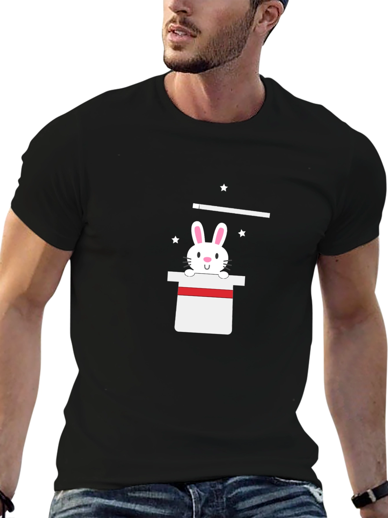 Magical Bunny Tee - Black Cotton Blend