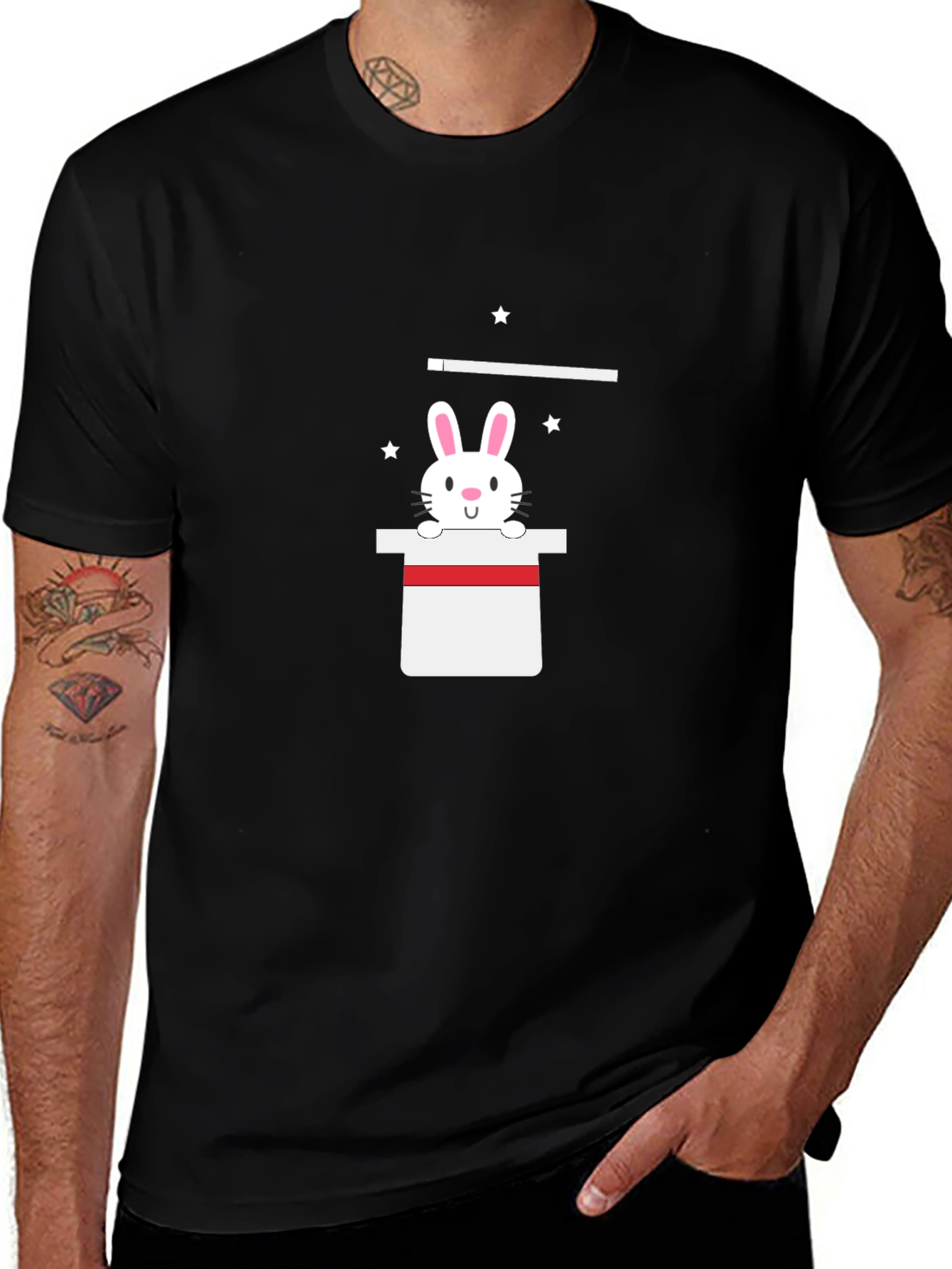 Magical Bunny Tee - Black Cotton Blend