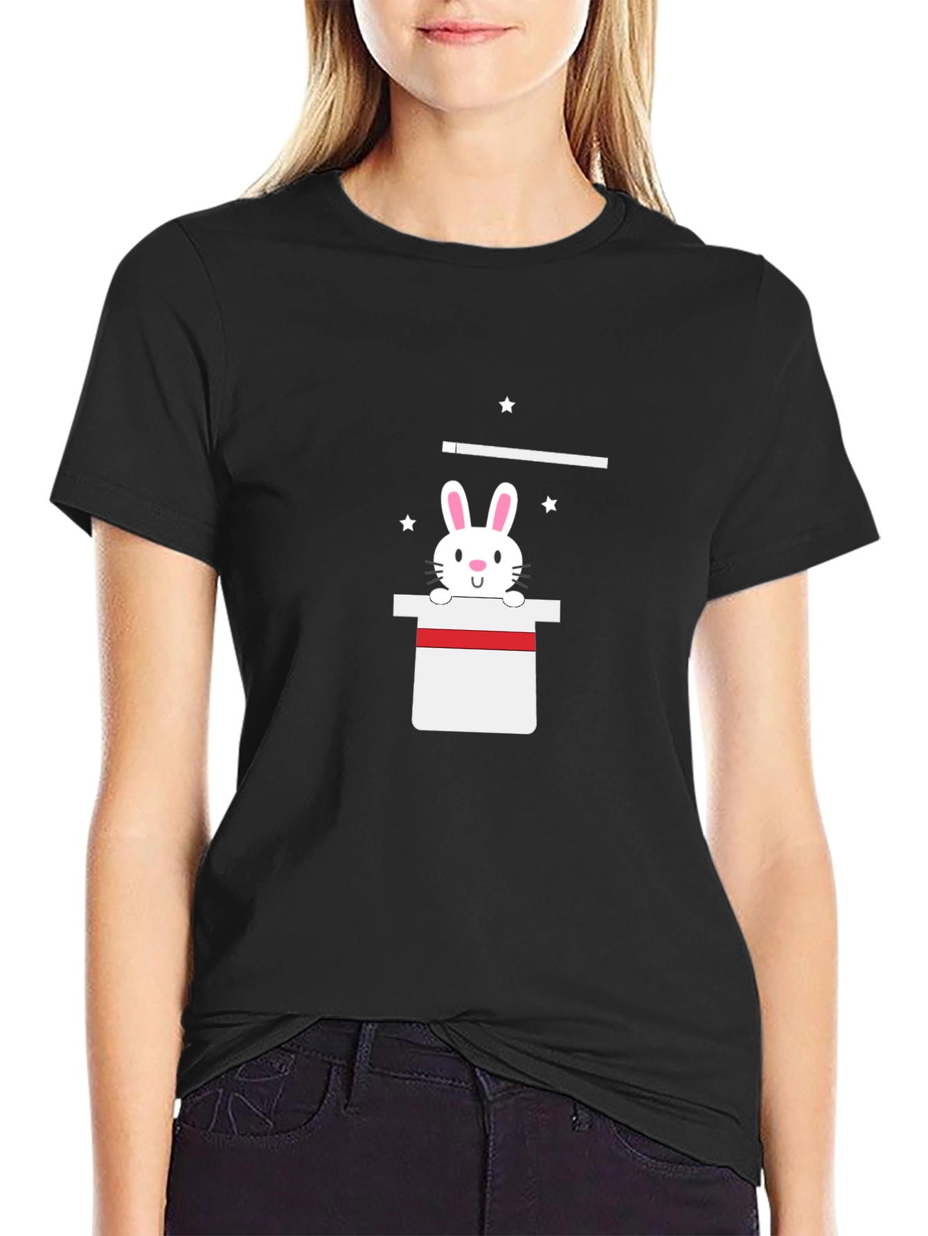 Magical Bunny Tee - Black Cotton Blend