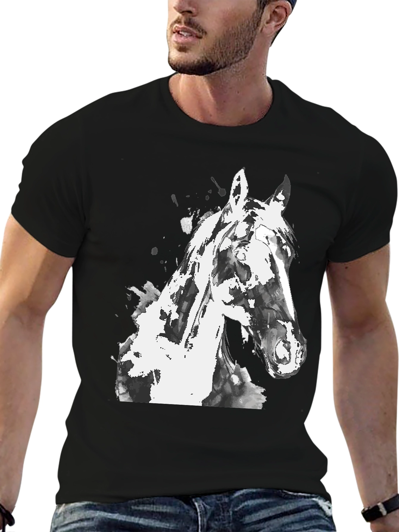 Horse Graphic Mens Black T-Shirt