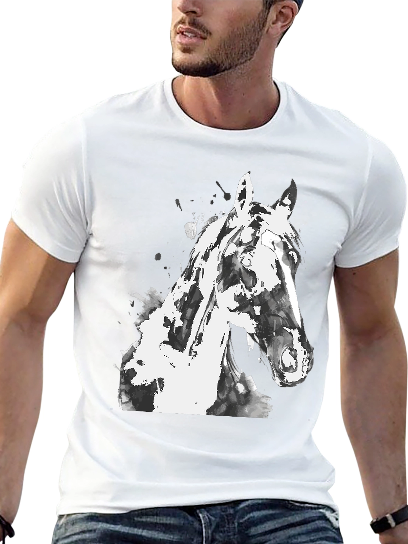 Horse Graphic Mens Black T-Shirt