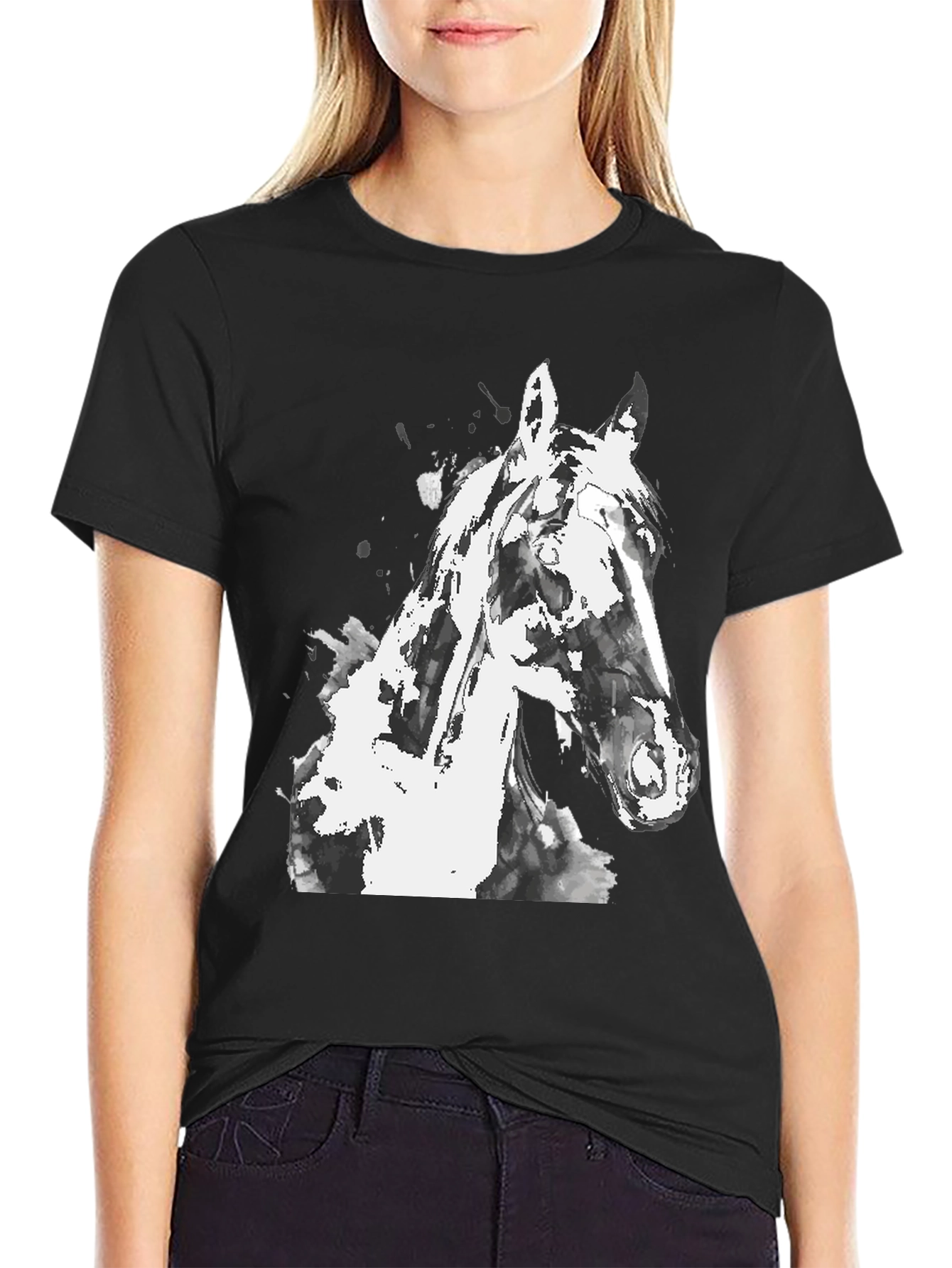 Horse Graphic Mens Black T-Shirt