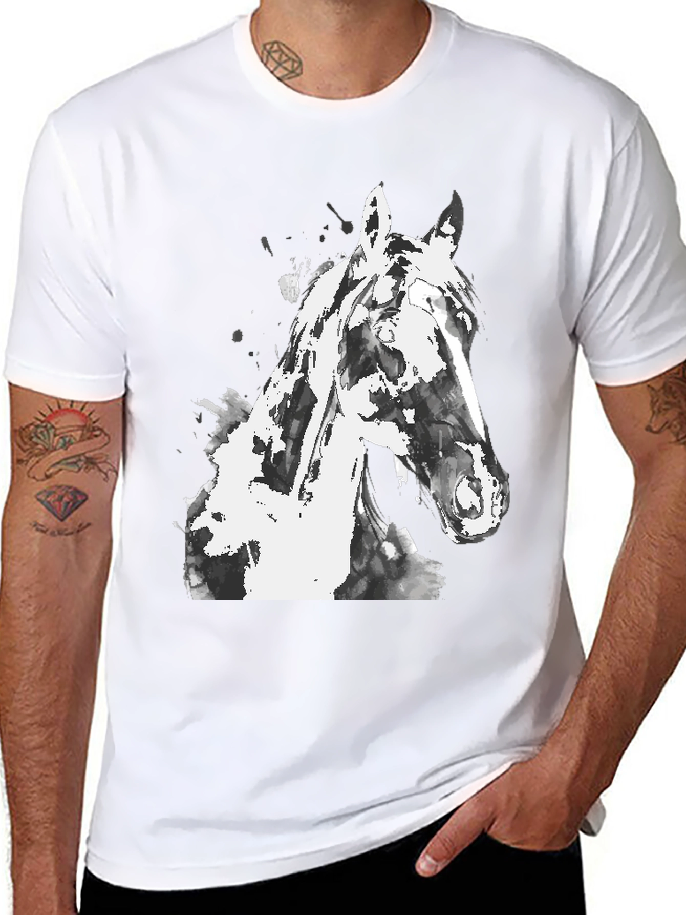 Horse Graphic Mens Black T-Shirt