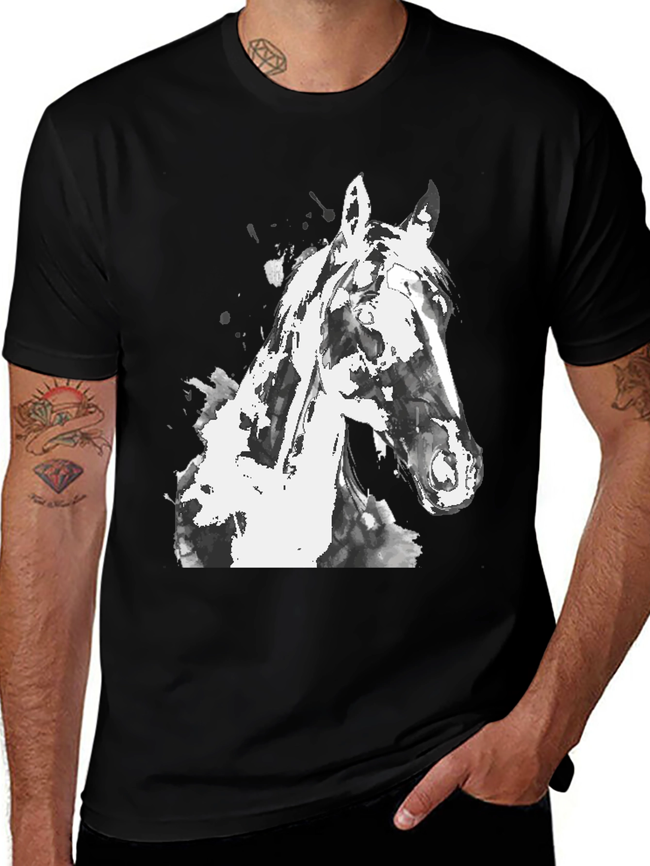 Horse Graphic Mens Black T-Shirt