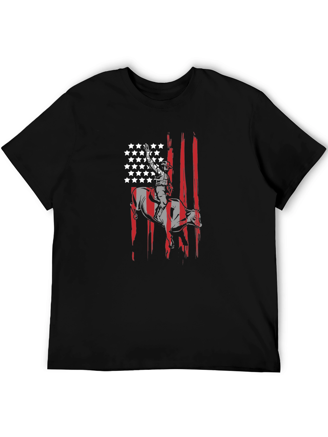 Cowboy Bull Rider USA Flag Graphic T-Shirt