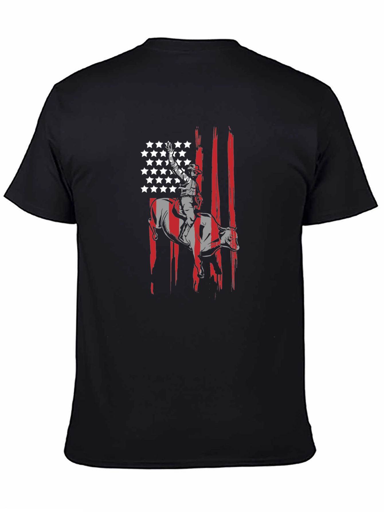 Cowboy Bull Rider USA Flag Graphic T-Shirt