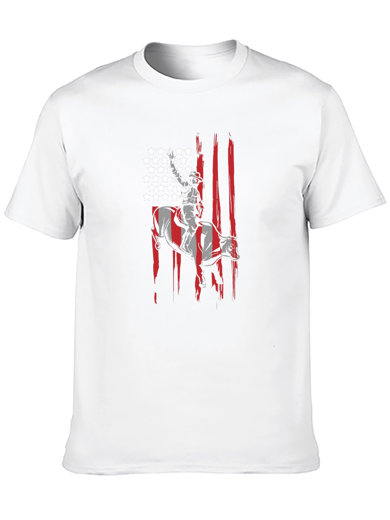 Cowboy Bull Rider USA Flag Graphic T-Shirt