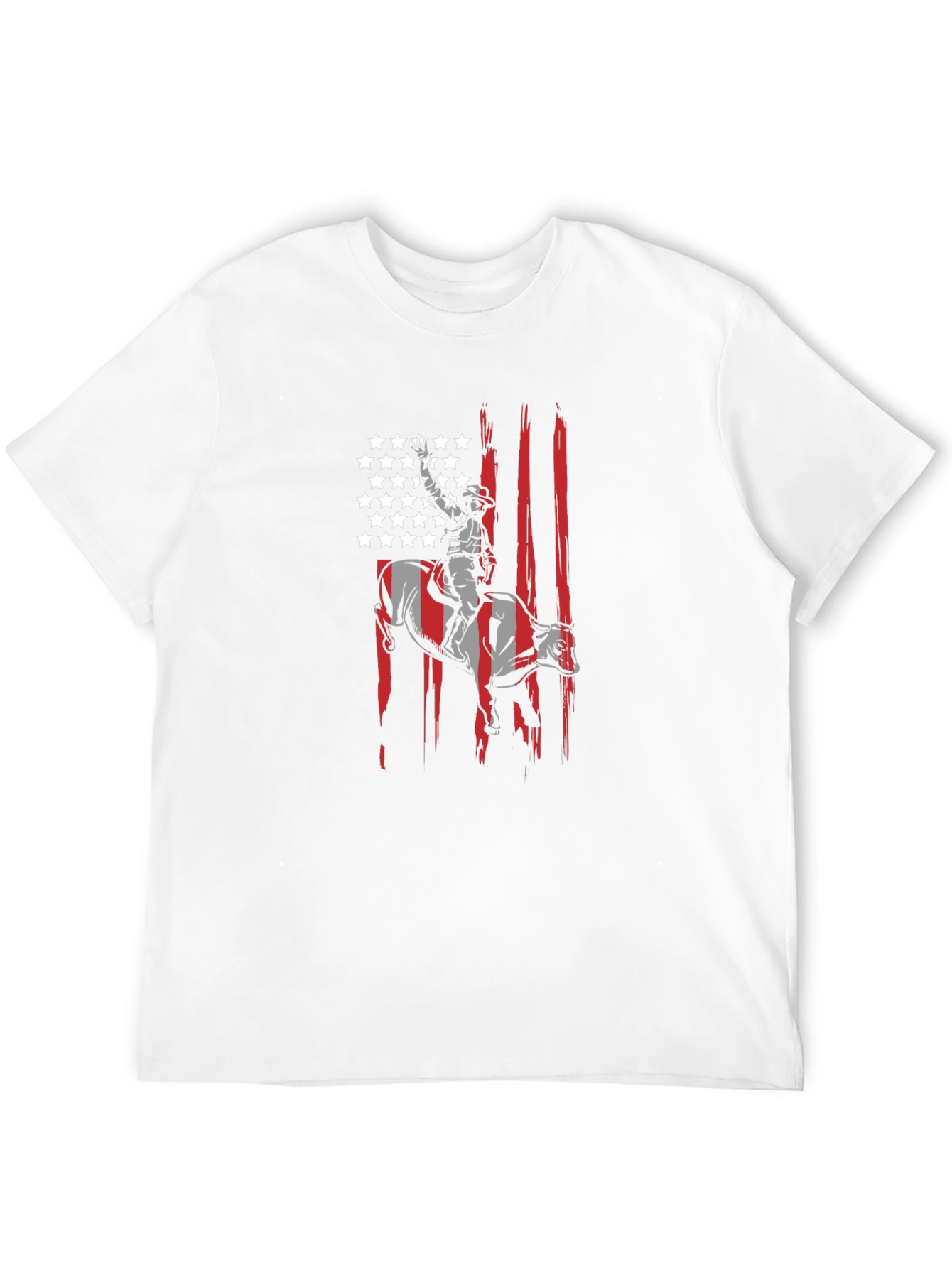 Cowboy Bull Rider USA Flag Graphic T-Shirt