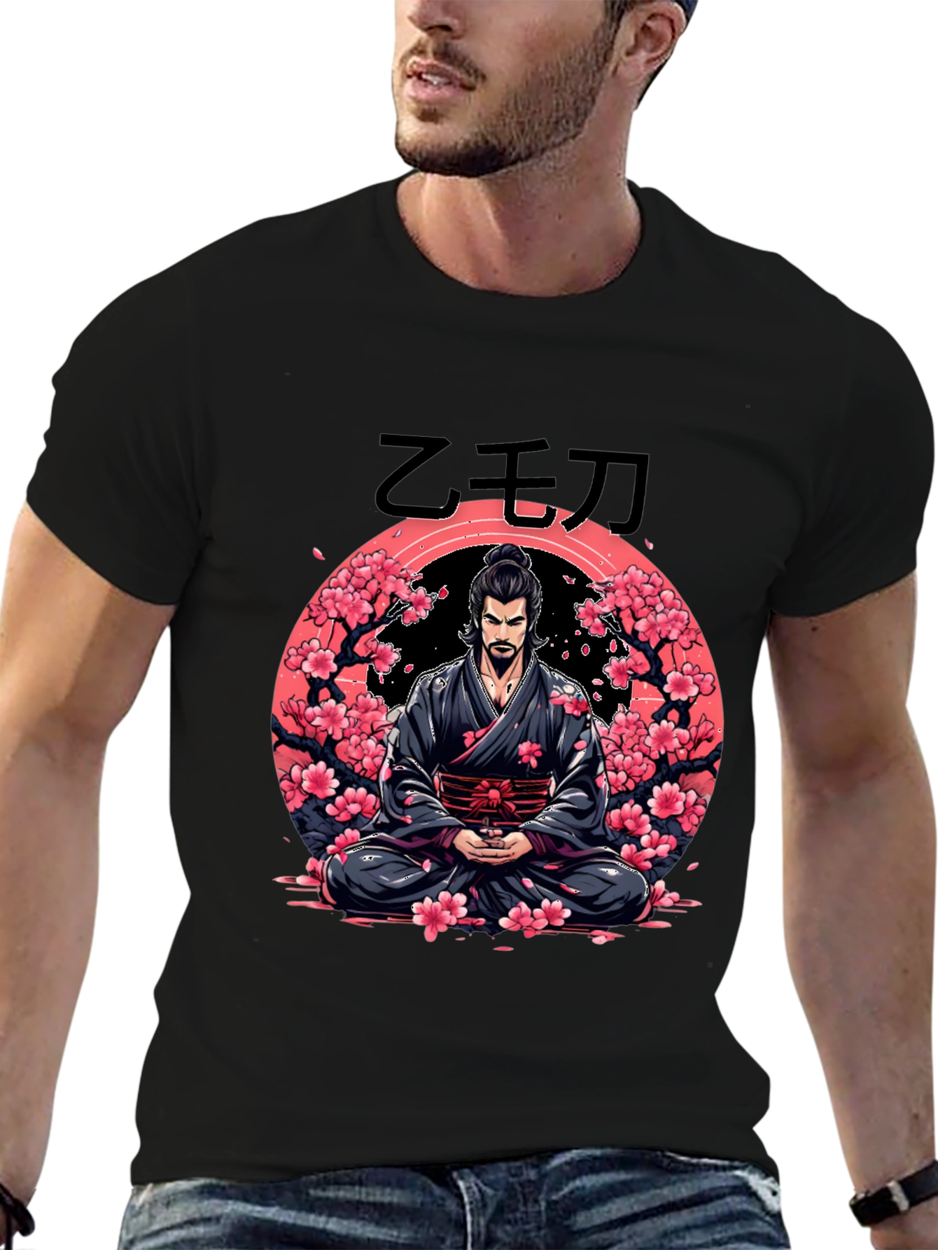 Meditating Samurai Cherry Blossom T-Shirt