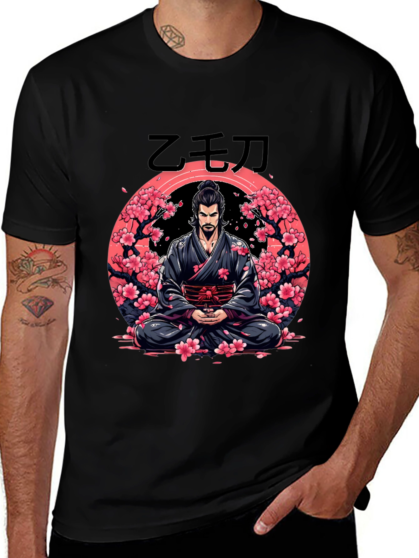 Meditating Samurai Cherry Blossom T-Shirt