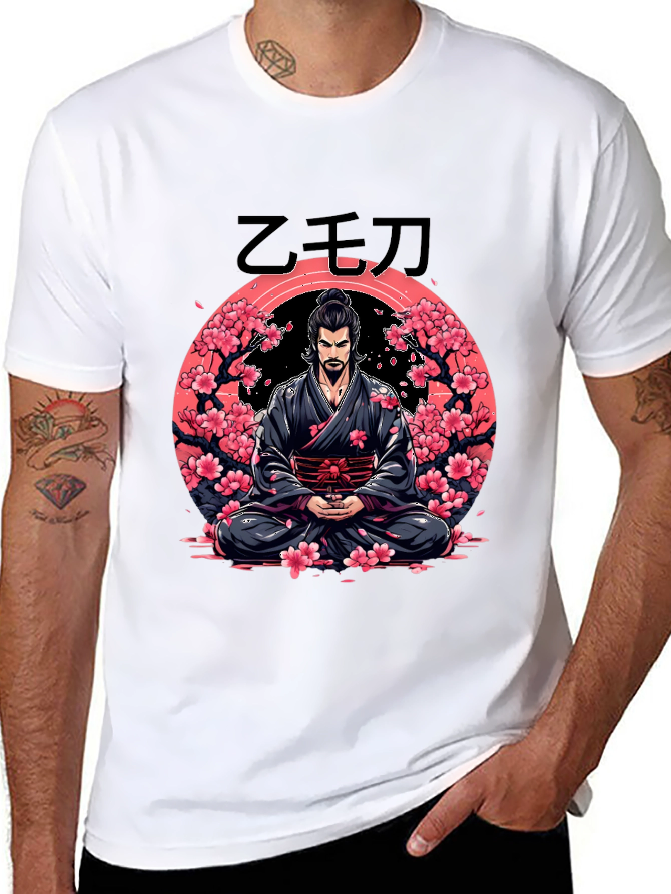 Meditating Samurai Cherry Blossom T-Shirt
