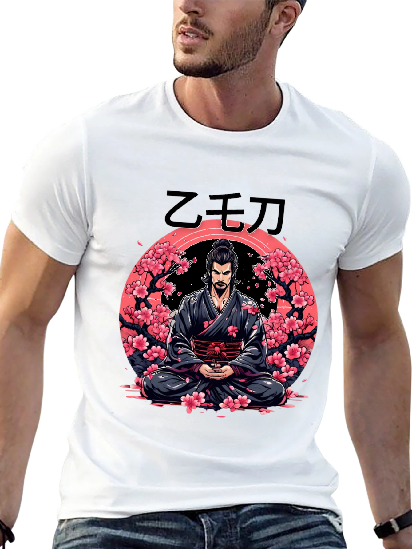Meditating Samurai Cherry Blossom T-Shirt