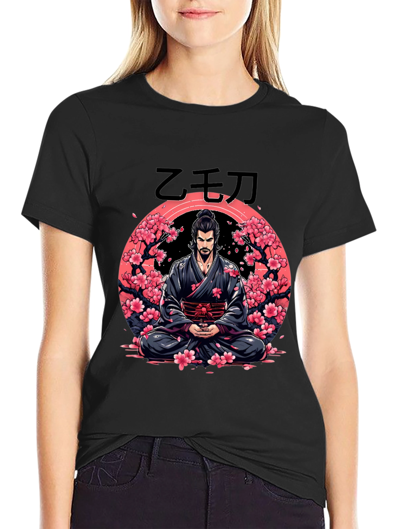 Meditating Samurai Cherry Blossom T-Shirt