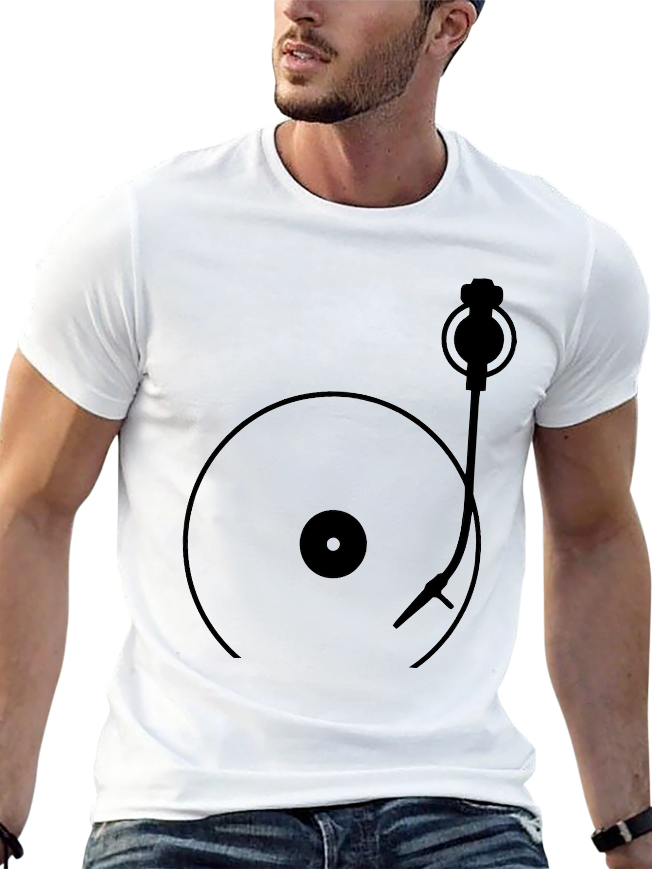 Retro Turntable Graphic T-Shirt - Classic Vinyl Design