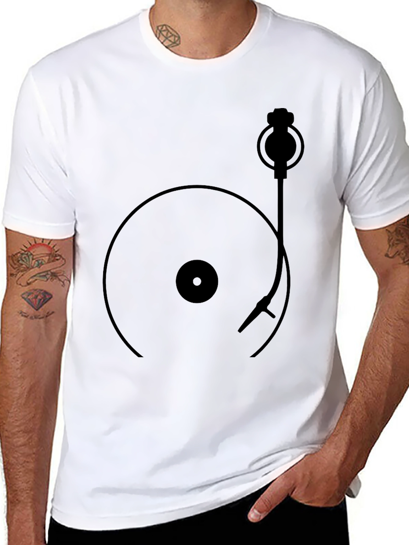 Retro Turntable Graphic T-Shirt - Classic Vinyl Design