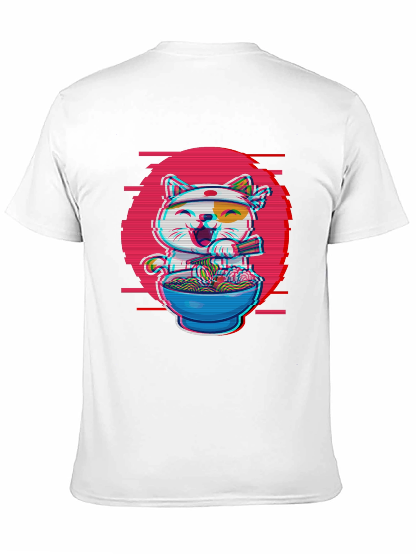 Ramen Cat T-Shirt - Anime Glitch Design