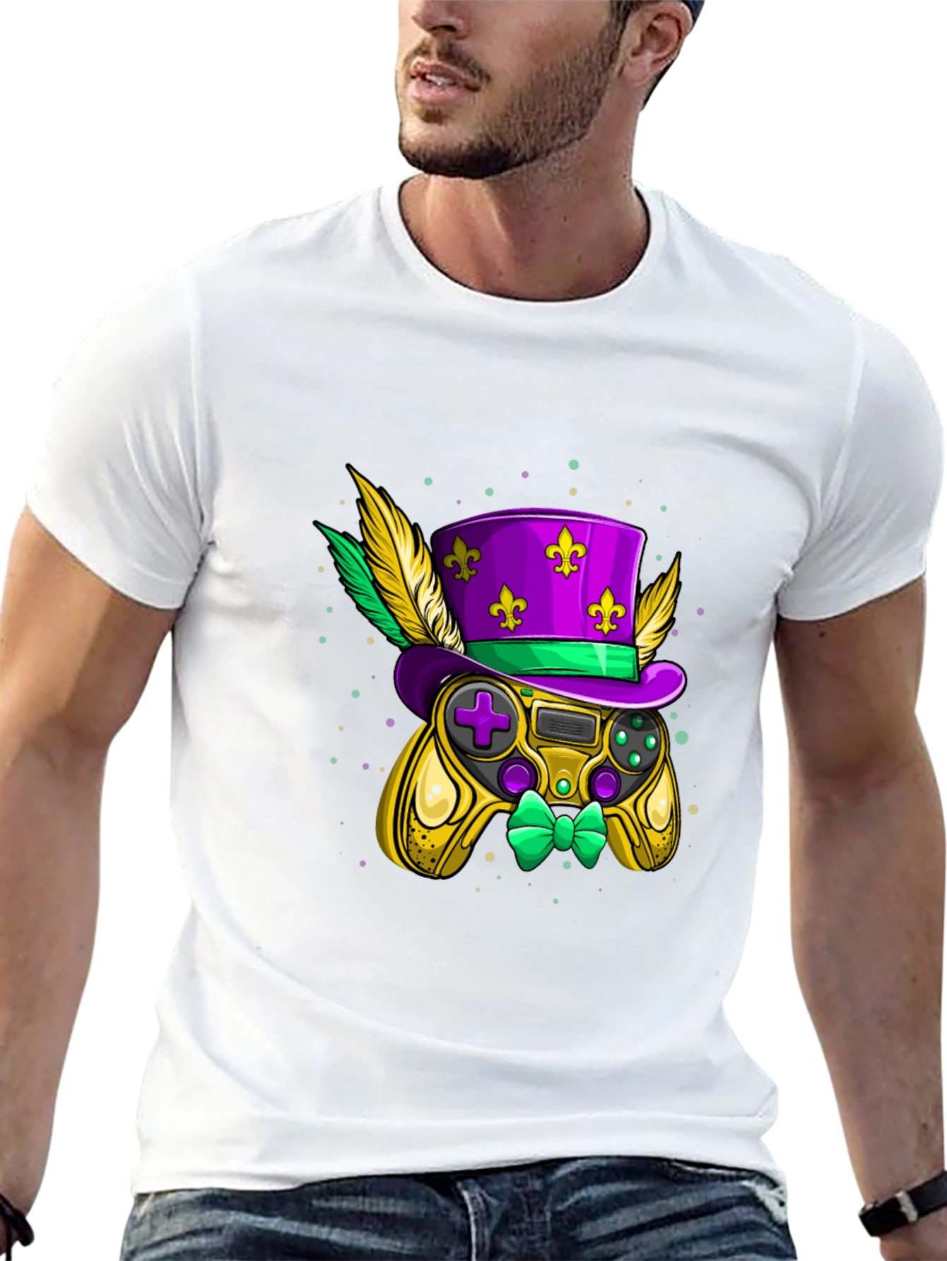 Gamer Mardi Gras Controller T-Shirt