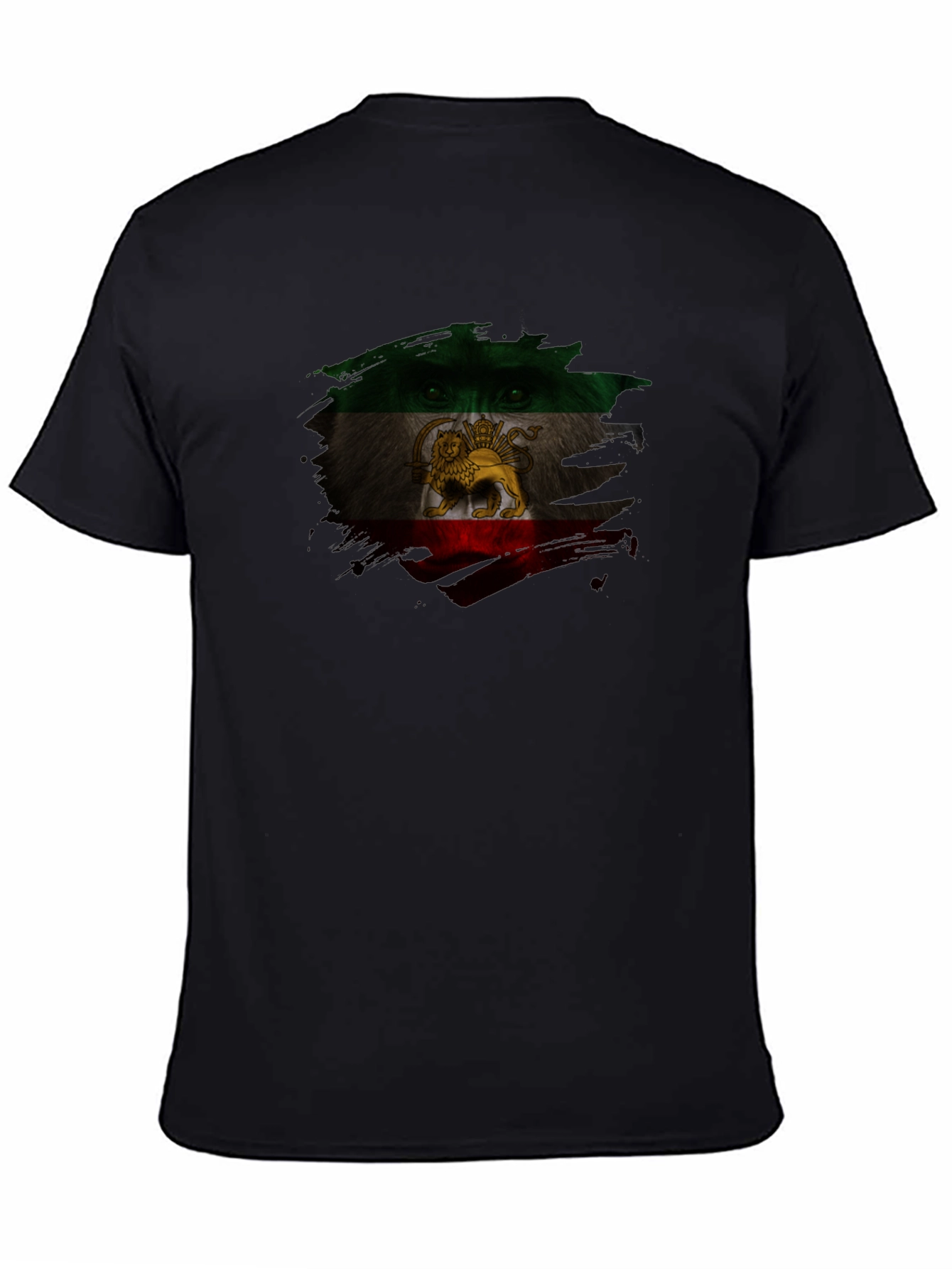 Iran Flag Lion Graphic Black T-Shirt