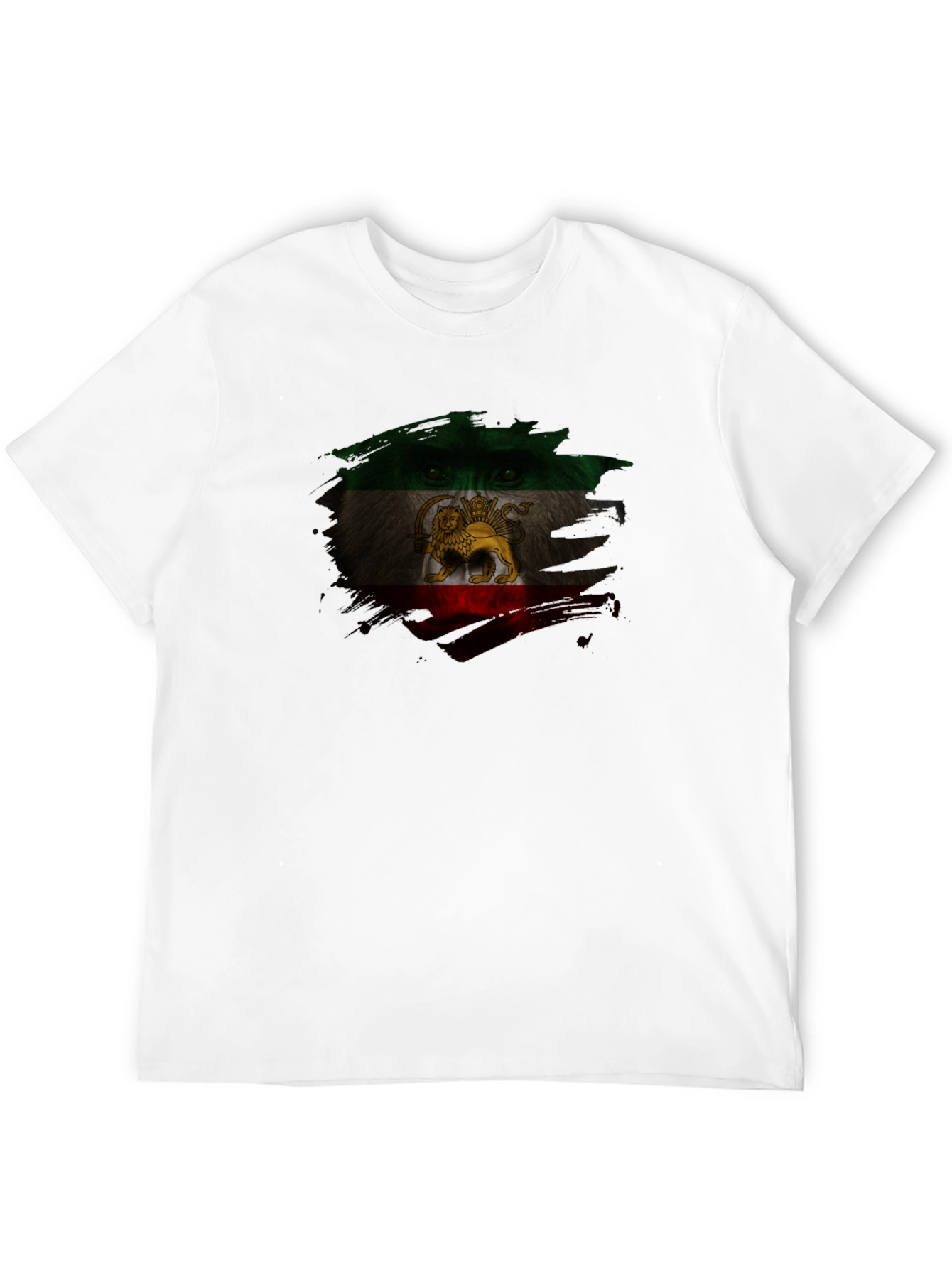 Iran Flag Lion Graphic Black T-Shirt