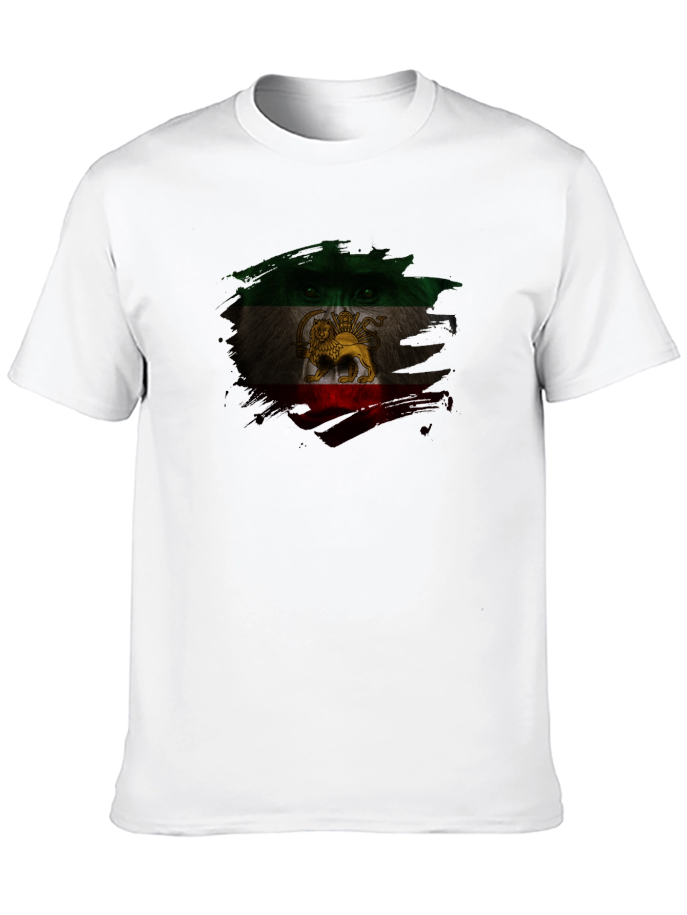 Iran Flag Lion Graphic Black T-Shirt