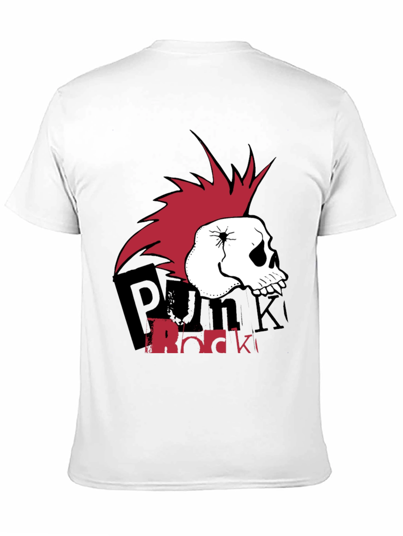 Punk Rock Skull Graphic Tee - Black Cotton T-Shirt