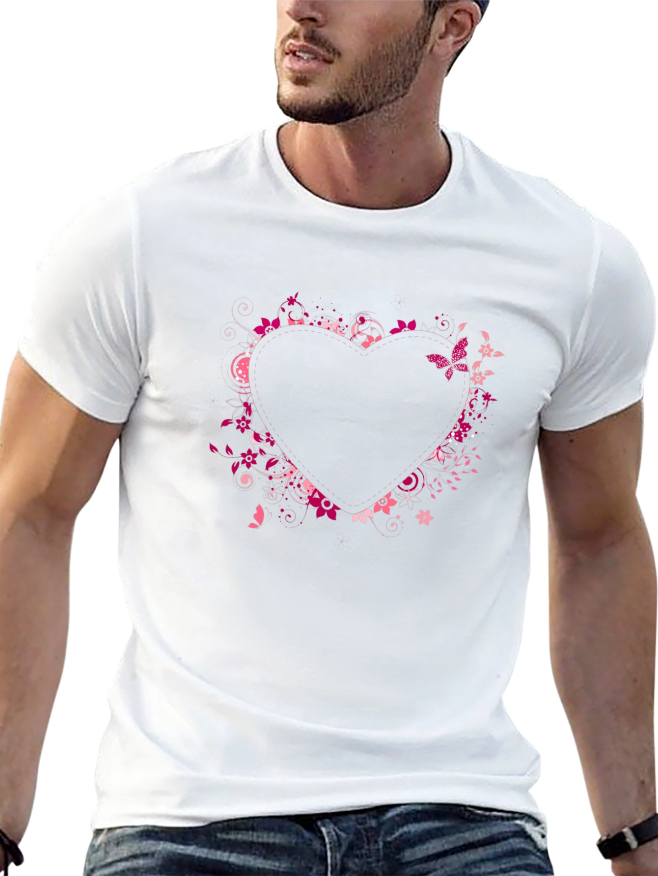 Heart Floral Graphic Tee - Black Casual Shirt