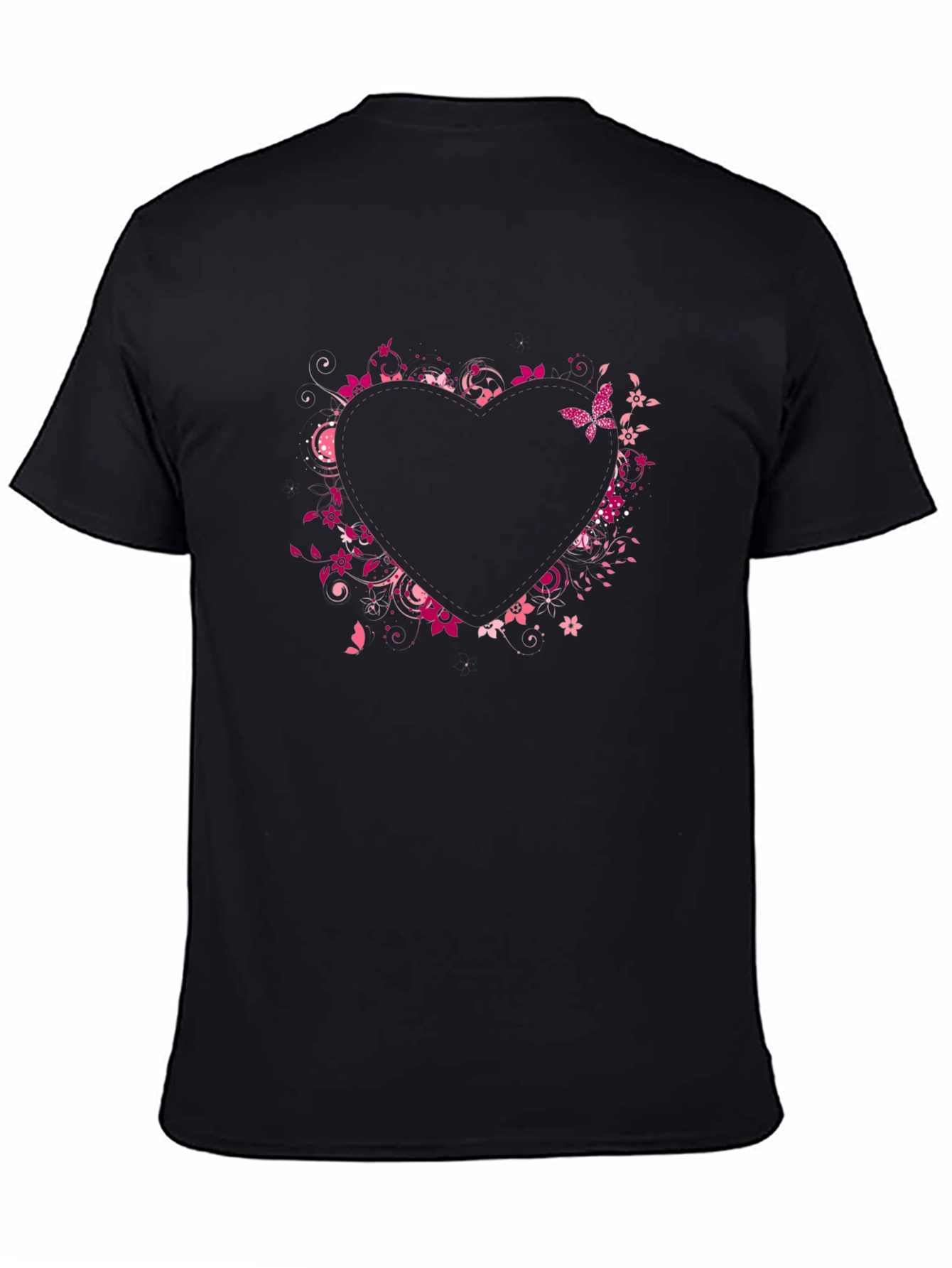 Heart Floral Graphic Tee - Black Casual Shirt