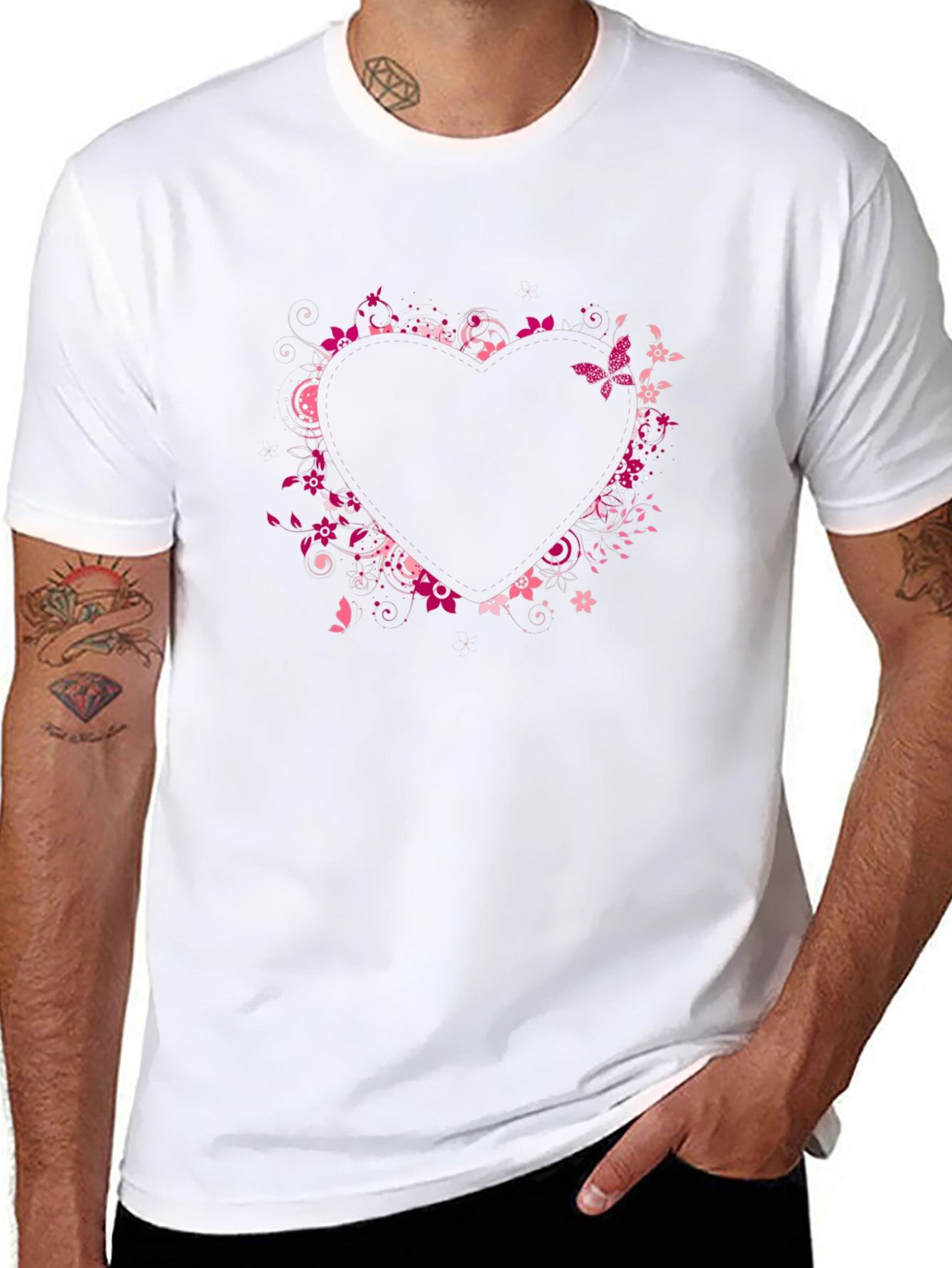 Heart Floral Graphic Tee - Black Casual Shirt