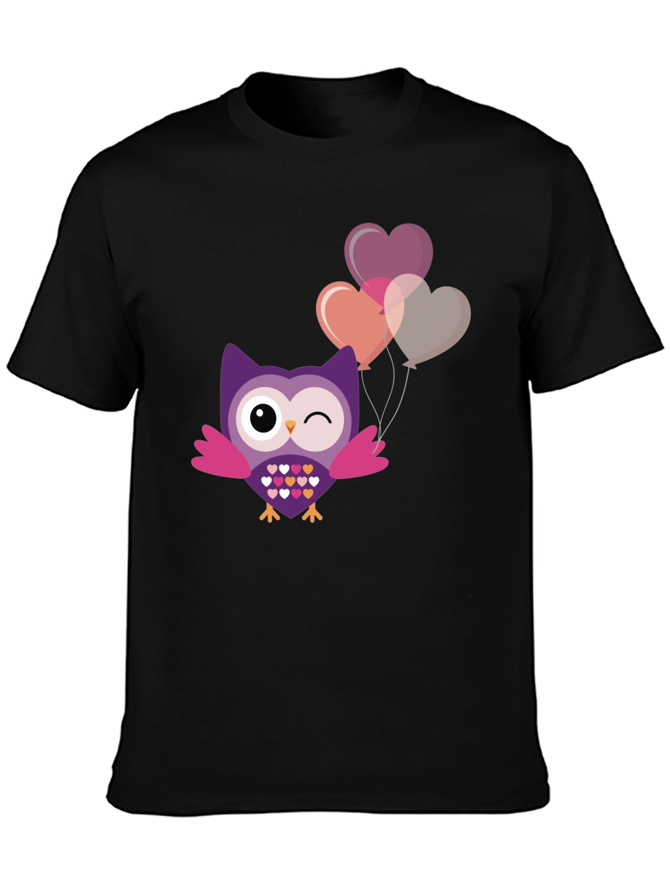 Cute Owl with Heart Balloons T-Shirt