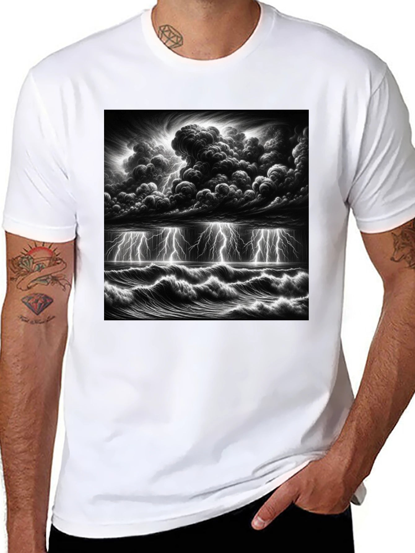 Stormy Sea Graphic T-Shirt - Black