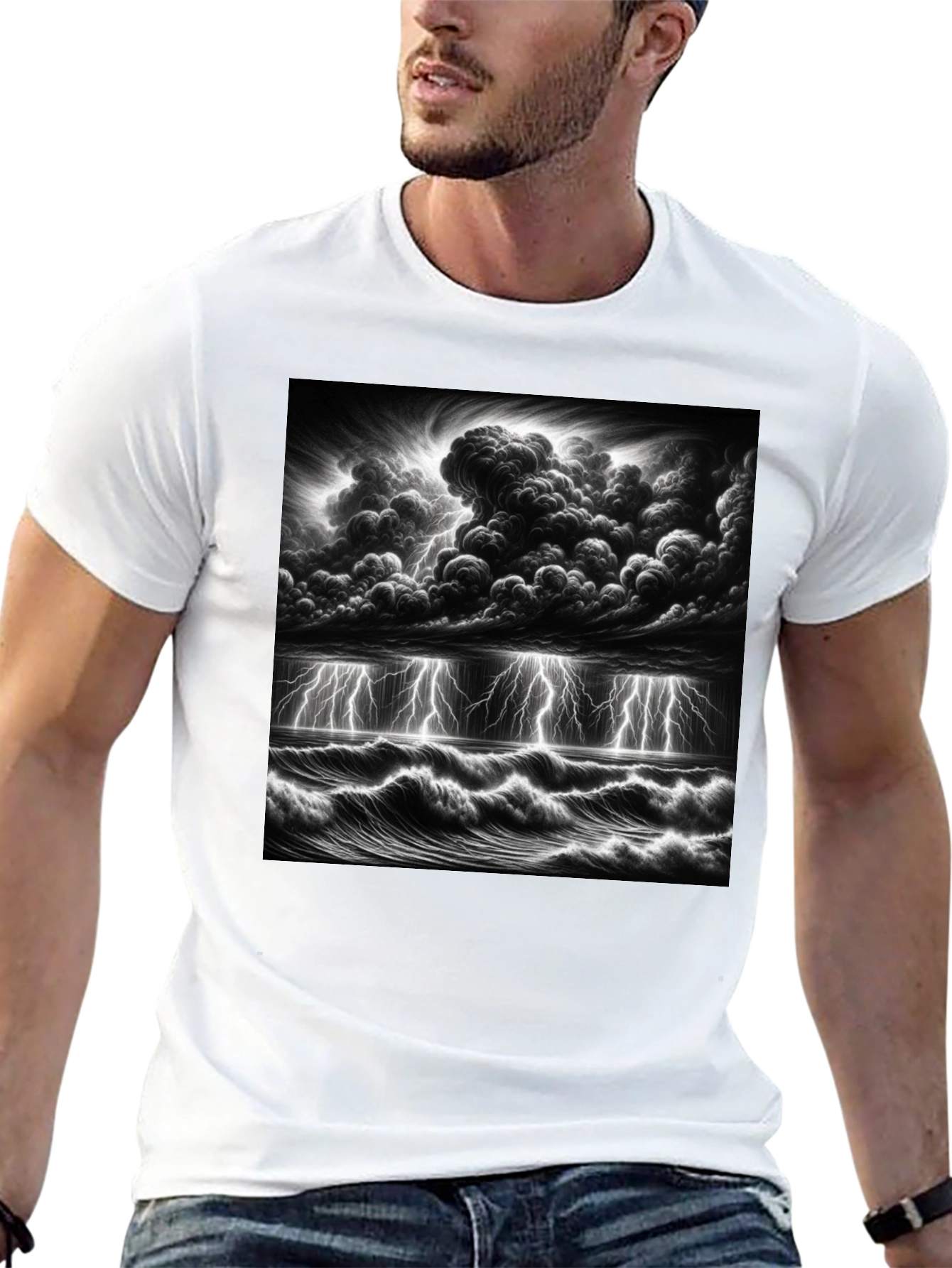Stormy Sea Graphic T-Shirt - Black