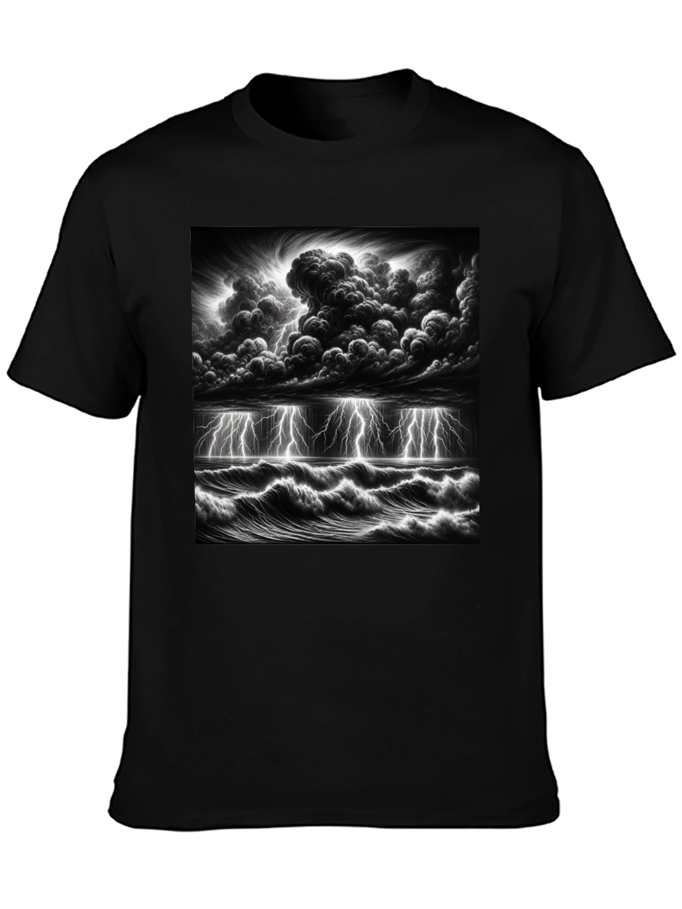 Stormy Sea Graphic T-Shirt - Black