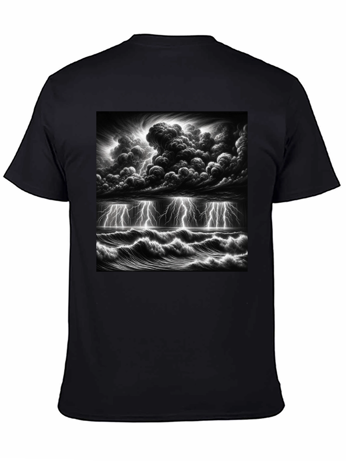 Stormy Sea Graphic T-Shirt - Black