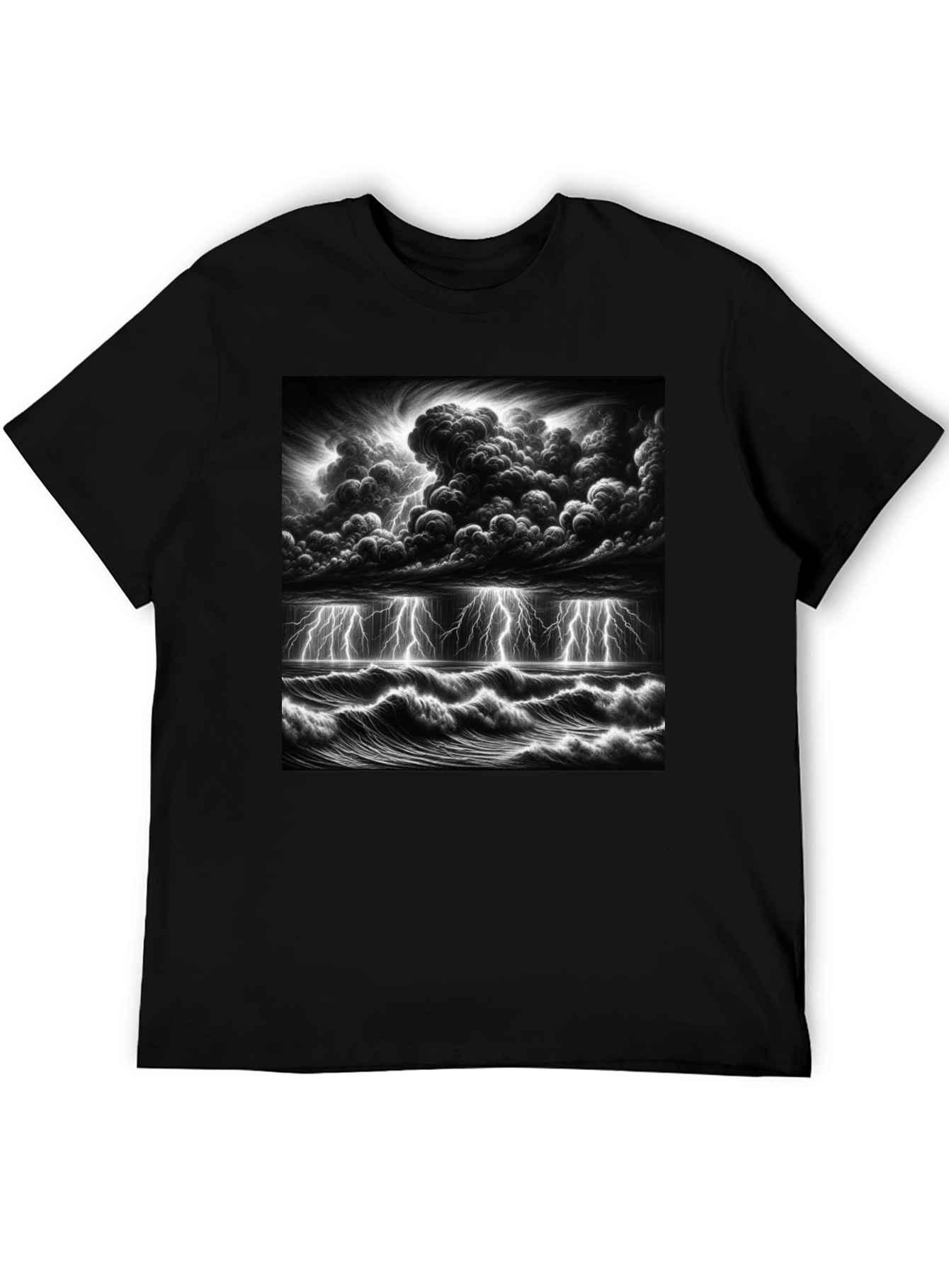 Stormy Sea Graphic T-Shirt - Black