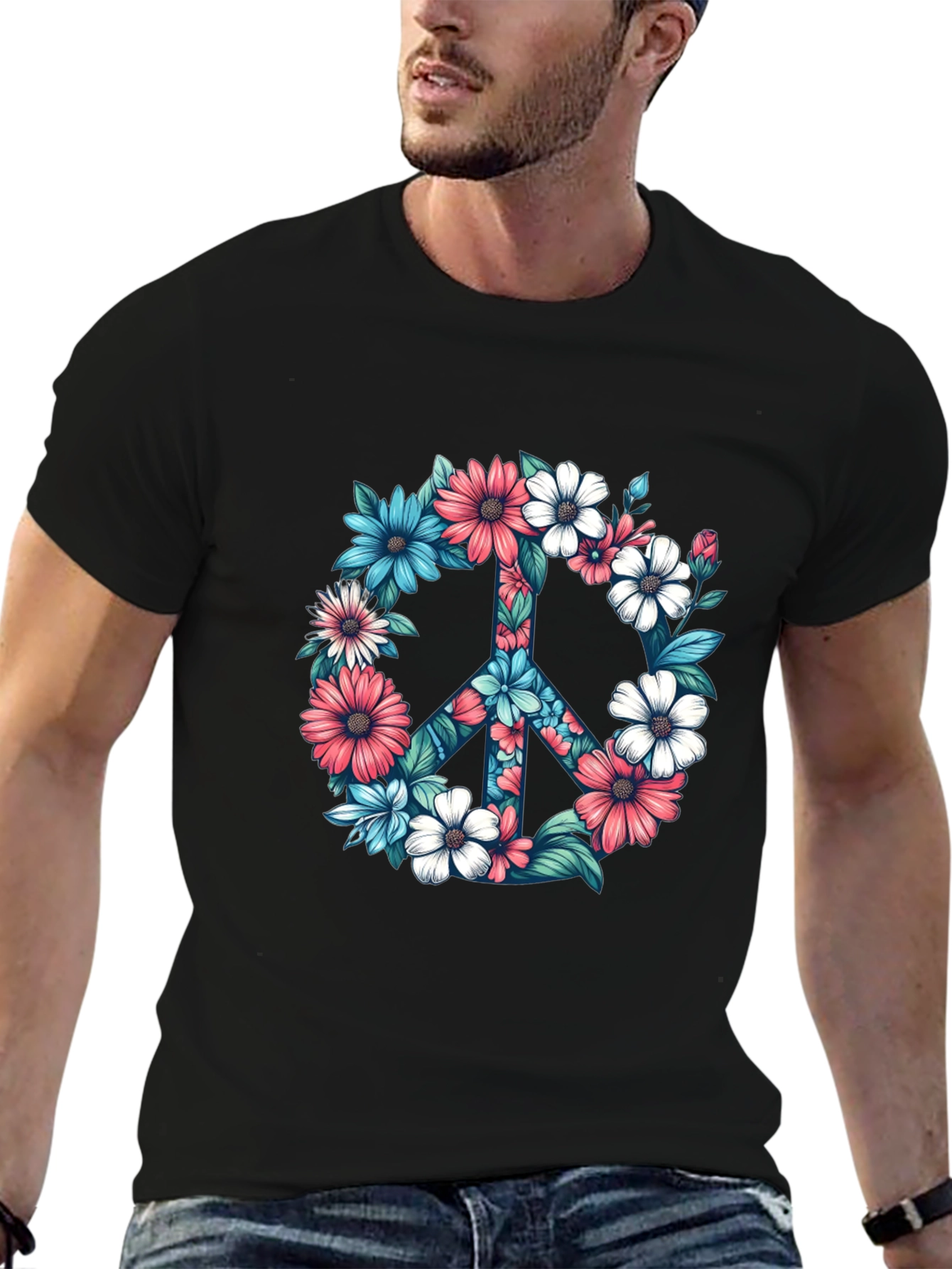 Floral Peace Sign Graphic Tee