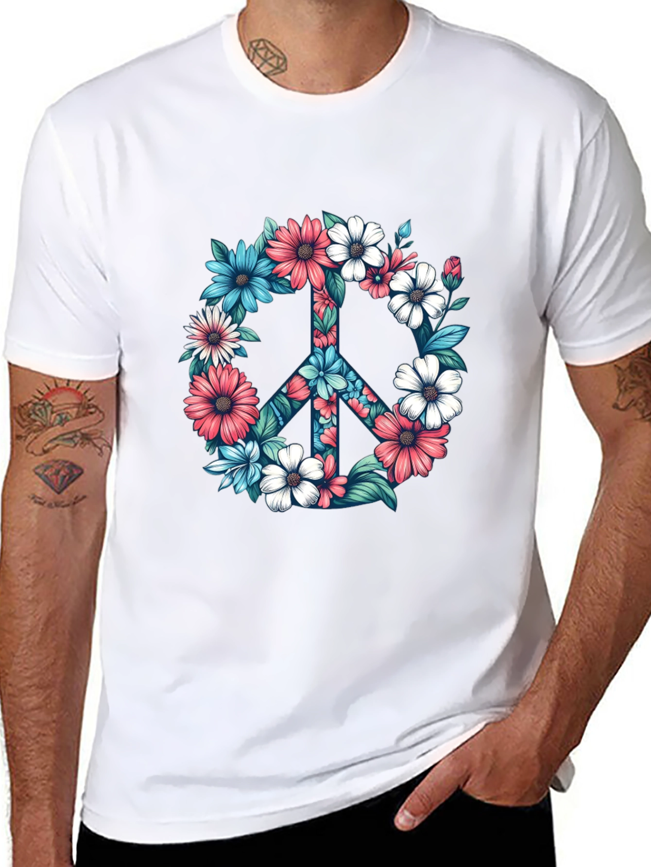 Floral Peace Sign Graphic Tee