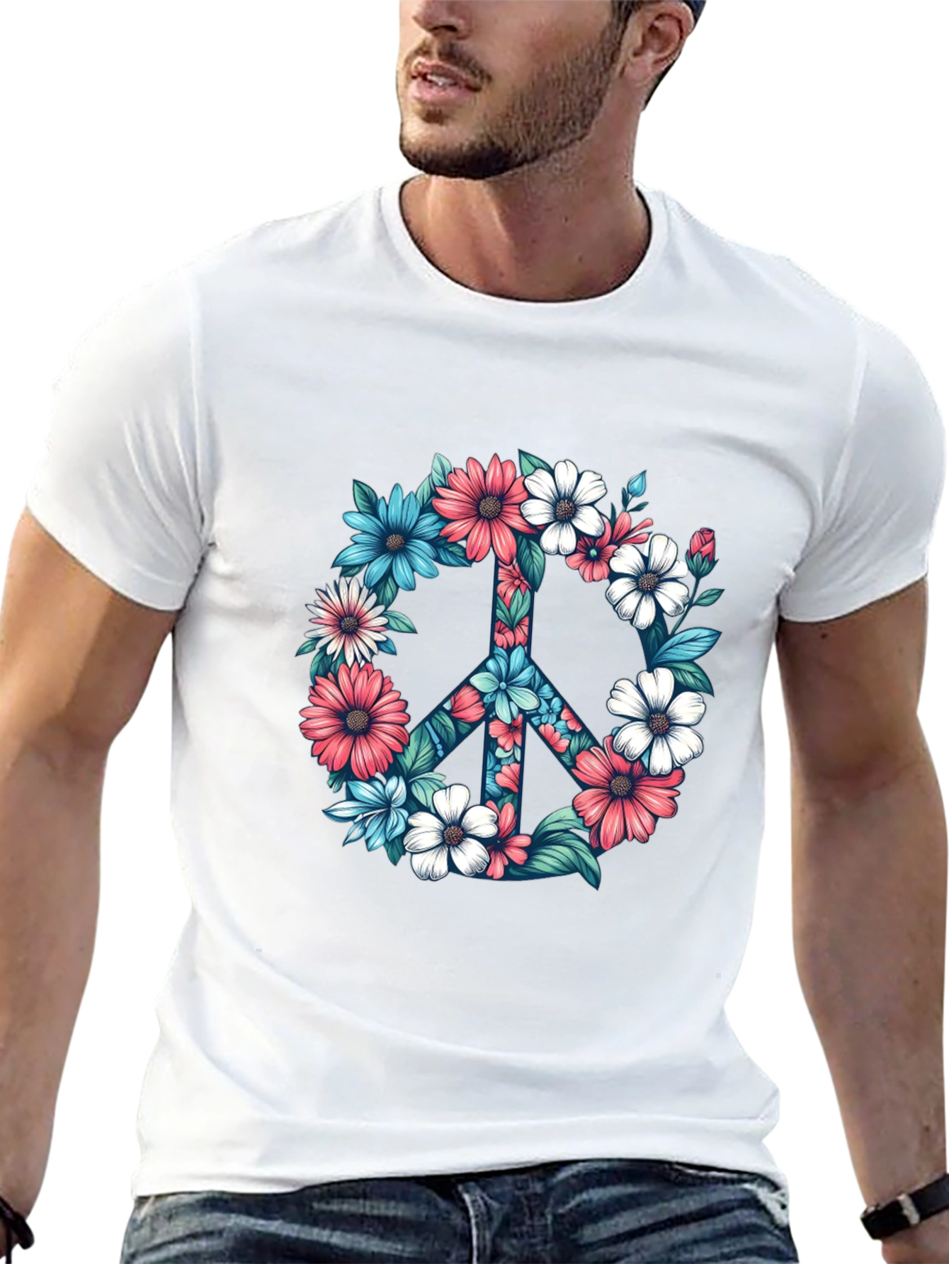 Floral Peace Sign Graphic Tee