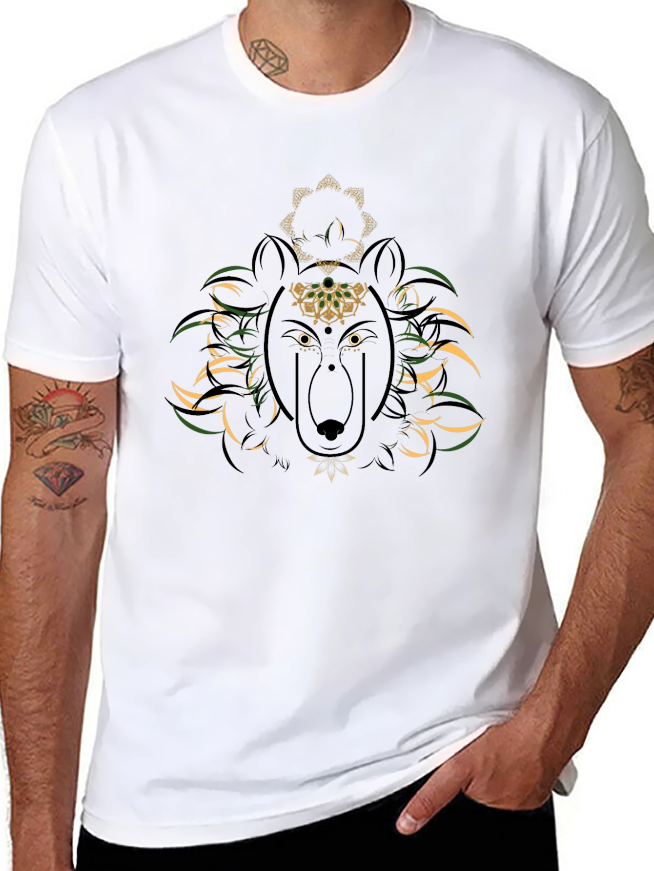 Mens Black Bear Graphic Tee - Unique Artistic Design
